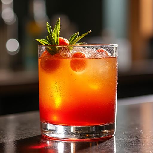 Cocktail colorato servito al bancone del bar